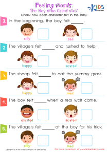 Feeling Words: The Boy Who Cried Wolf Worksheet