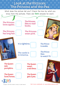 Look at the Pictures: The Princess and the Pea Worksheet