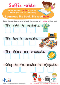 Suffix -Able Worksheet