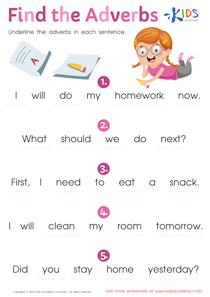 Finding the Adverbs Worksheet