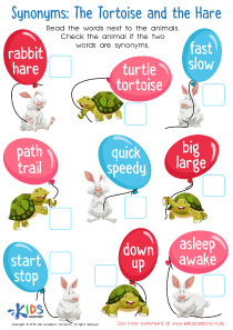 Synonyms: The Tortoise and Hare Worksheet