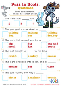 Puss in Boots: Questions Worksheet