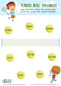 Tennis Ball Syllables Worksheet