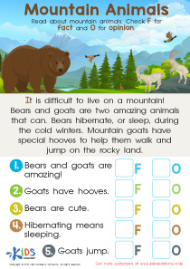 Mountain Animals Worksheet