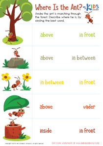 Where Is the Ant? Worksheet