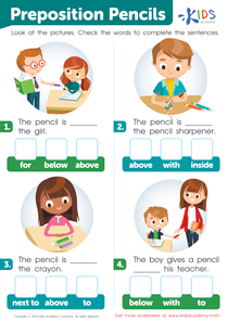Preposition Pencils Worksheet
