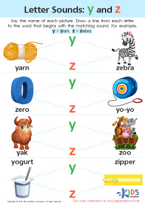 Letter Y and Z Sounds Worksheet