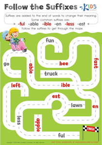 Reading: Follow the Suffixes Worksheet