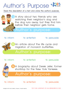 Author's Purpose Worksheet