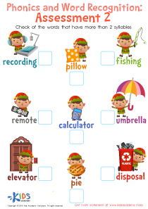 Phonics and Word Recognition: Assessment 2 Worksheet