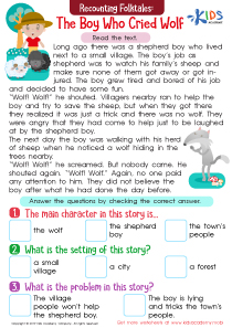 The Boy Who Cried Wolf Part 1 Worksheet