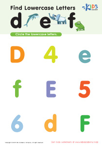 Find Lowercase Letters d e f Worksheet