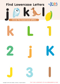 Find Lowercase Letters j k l Worksheet