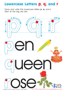 Lowercase Letters p q r Worksheet