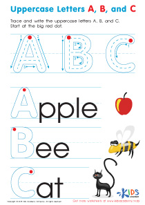 Uppercase Letters A, B, and C Worksheet