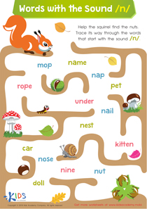 Words with Sound N Reading Worksheet