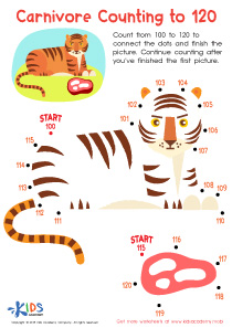 Carnivore Counting to 120 Worksheet