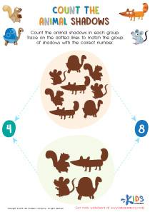 Count the Animal Shadows Worksheet