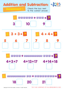 Addition and Subtraction Assessment 1 Worksheet
