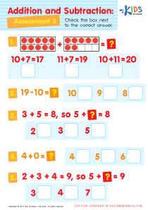 Addition and Subtraction Assessment 3 Worksheet