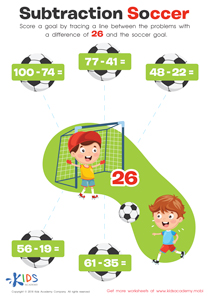 Subtraction Soccer Worksheet