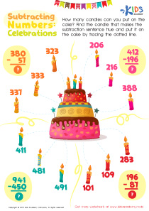 Subtracting Numbers: Celebrations Worksheet