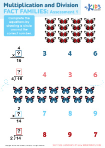 Multiplication and Division Fact Families Assessment 1 Worksheet