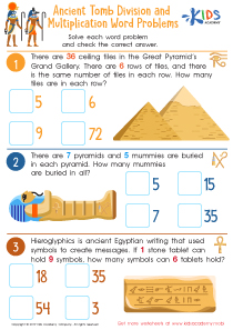Ancient Tomb Division and Multiplication Word Problems Worksheet
