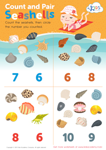 Count and Pair Seashells Worksheet