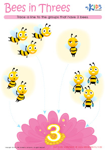 Bees in Threes Worksheet
