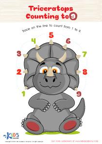 Triceratops Counting to 9 Worksheet