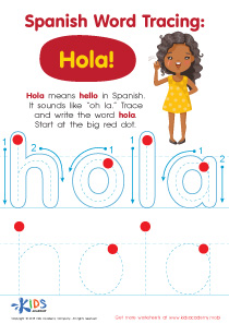 Spanish Word Tracing: Hola Worksheet