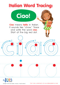 Italian Word Tracing: Ciao Worksheet