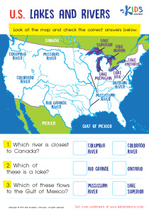 U.S. Lakes and Rivers Worksheet