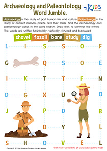 Archaeology and Paleontology Word Jumble Worksheet