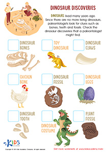 Dinosaur Discoveries Worksheet