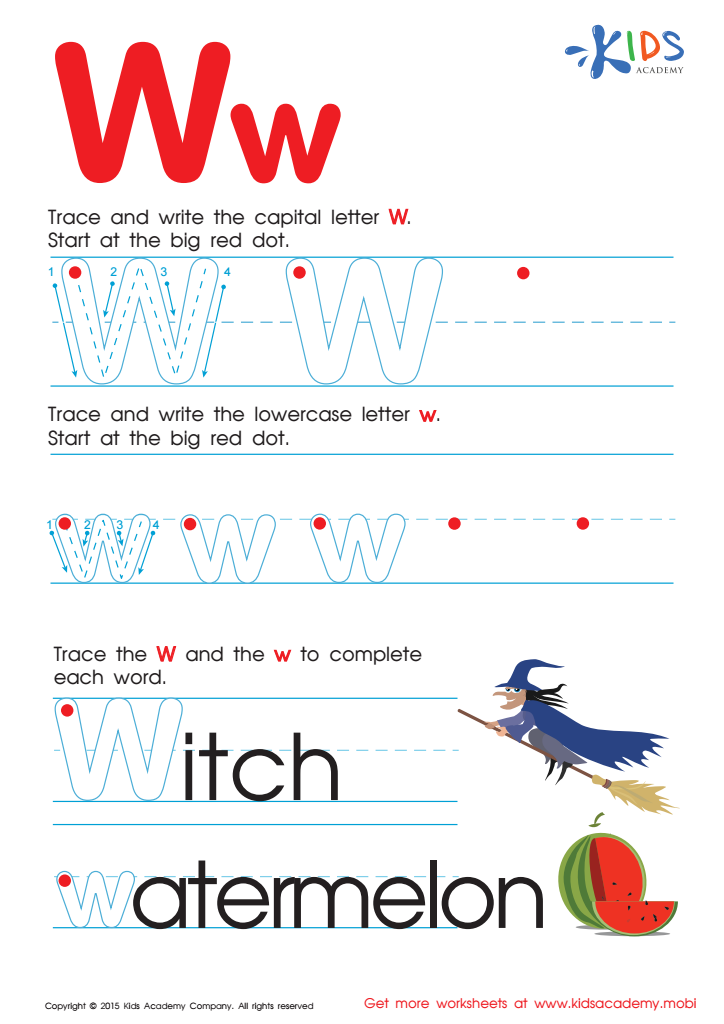 practice tracing letter w pdf