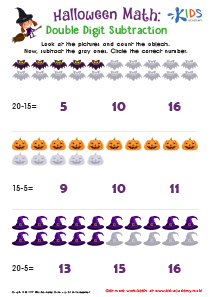 Halloween Math Subtraction Worksheet