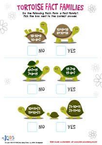 Tortoise Fact Families Printable