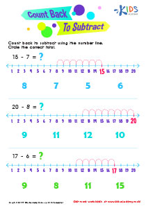 Count Back to Subtract Substraction Worksheet