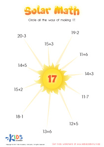 Solar Math Substraction Worksheet