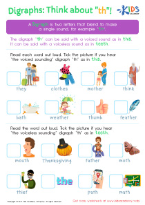 Digraphs: Think About "th" Worksheet