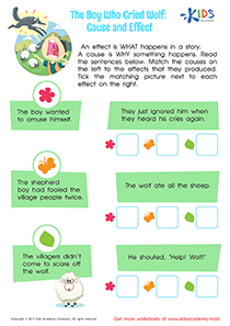 The Boy Who Cried Wolf: Cause and Effect Worksheet