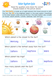 Solar System Quiz Printable
