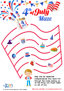 Fourth of July Maze Printable
