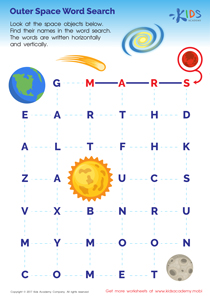 Outer Space Word Search Printable