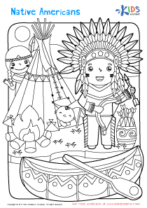 Native American Coloring Page Worksheet