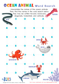 Ocean Animals Word Search Printable