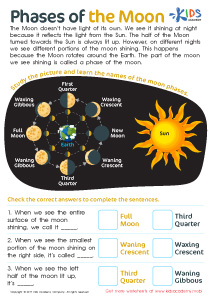 Phases of the moon PDF worksheet