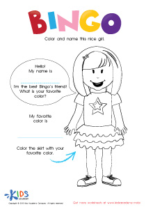 The Bingo Song: Coloring The Girl PDF Worksheet